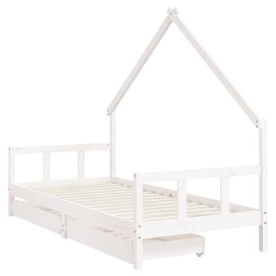 vidaXL Giroletto Bambini con Cassetti Bianco 90x200cm Massello di Pino