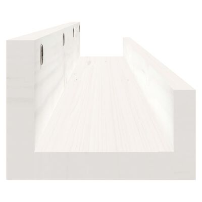 vidaXL Mensole da Parete 2 pz Bianco 80x12x9cm Legno Massello di Pino