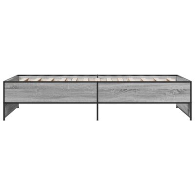 vidaXL Giroletto Grigio Sonoma 90x200 cm Legno Multistrato e Metallo