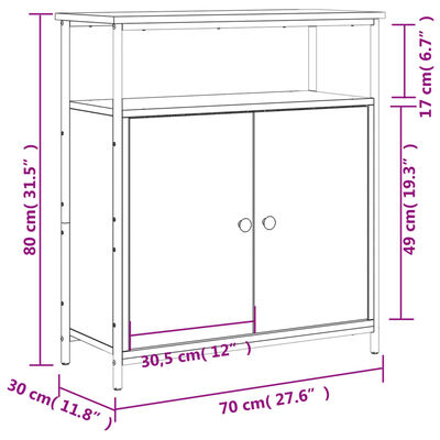 vidaXL Credenza Rovere Fumo 70x30x80 cm in Legno Multistrato