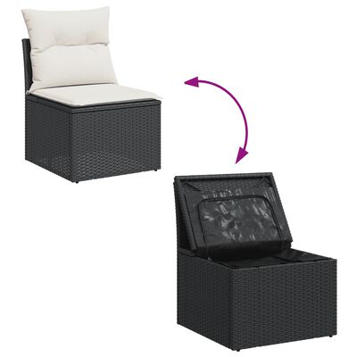 vidaXL Set Divani da Giardino con Cuscini 7pz Nero Polyrattan