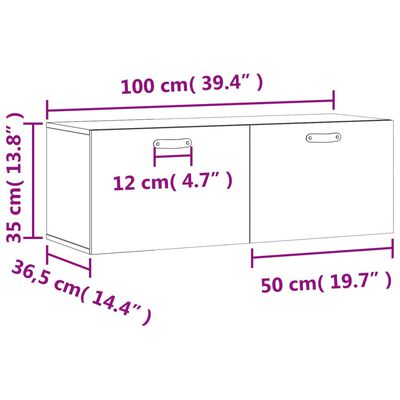 vidaXL Mobile a Parete Nero 100x36,5x35 cm in Legno Multistrato