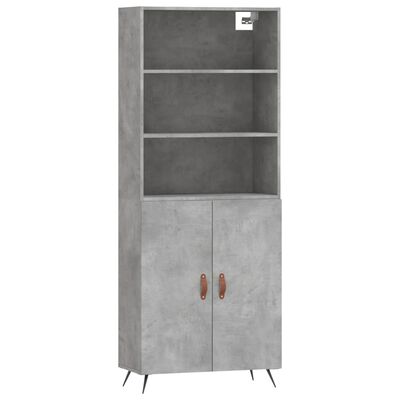 vidaXL Credenza Grigio Cemento 69,5x34x180 cm in Legno Multistrato