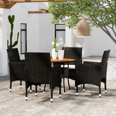 vidaXL Set da Pranzo per Giardino 5 pz in Polyrattan Nero