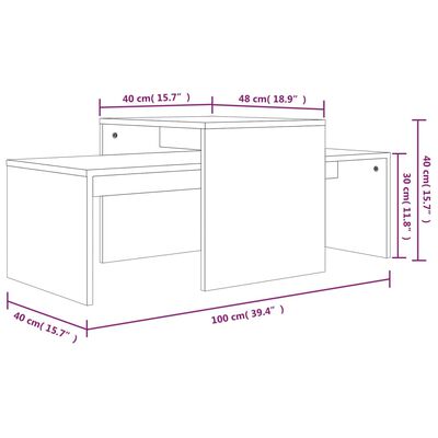 vidaXL Set Tavolini Salotto Rovere Marrone 100x48x40 cm Multistrato