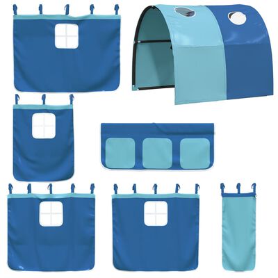 vidaXL Letto a Soppalco con Tunnel Bambini Blu 90x200cm Massello Pino