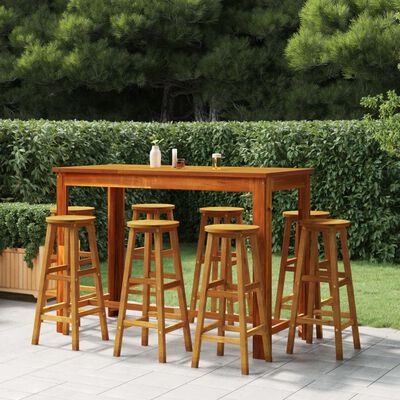 vidaXL Set da Bar per Giardino 9 pz in Legno Massello di Acacia