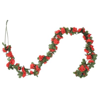 vidaXL Ghirlande Fiori Artificiali Natale 6 pz Rosso Primavera 250 cm