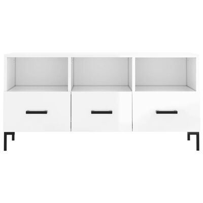 vidaXL Mobile Porta TV Bianco Lucido 102x36x50 cm in Legno Multistrato