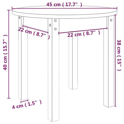 vidaXL Tavolino da Salotto Nero Ø 45x40 cm in Legno Massello di Pino