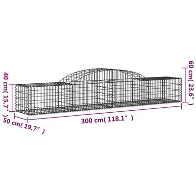 vidaXL Cesti Gabbioni ad Arco 20 pz 300x50x40/60 cm Ferro Zincato