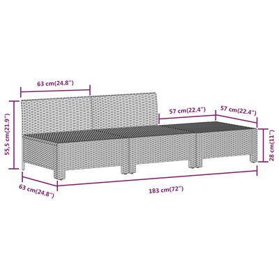 vidaXL Set Divani da Giardino 7 pz con Cuscini in Polyrattan Grigio