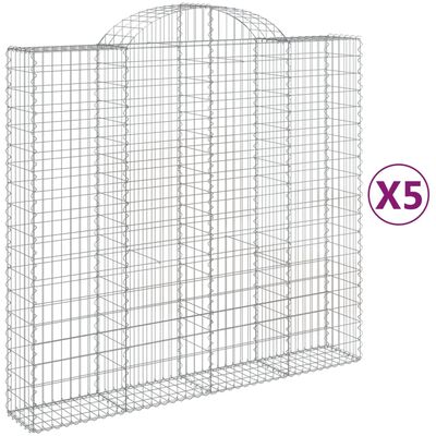 vidaXL Cesti Gabbioni ad Arco 5 pz 200x50x180/200 cm Ferro Zincato