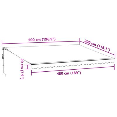 vidaXL Tenda da Sole Retrattile Automatica con LED Marrone 500x300 cm