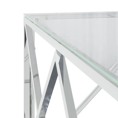 vidaXL Tavolino da Salotto 80x80x40 cm in Acciaio Inox e Vetro