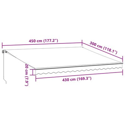 vidaXL Tenda da Sole Retrattile Manuale Antracite e Bianco 450x300 cm