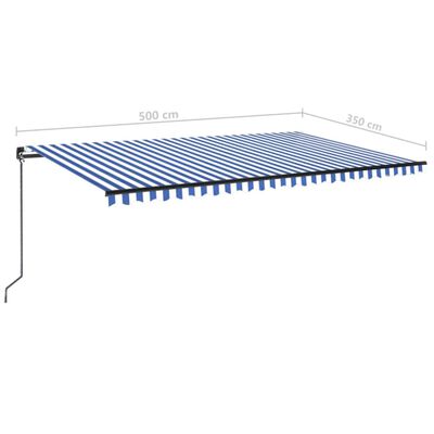 vidaXL Tenda da Sole Retrattile Manuale 500x350 cm Blu e Bianca