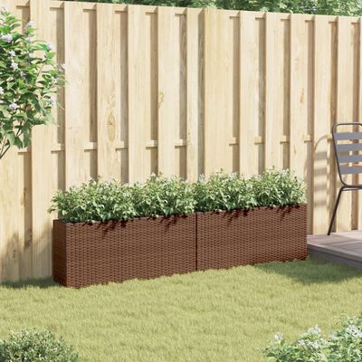 vidaXL Fioriere da Giardino con 2 Vasi Marrone 90x20x40 cm Polyrattan