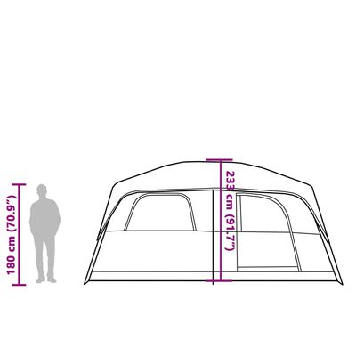 vidaXL Tenda Familiare Cabina 10 Persone Grigia Arancione Impermeabile