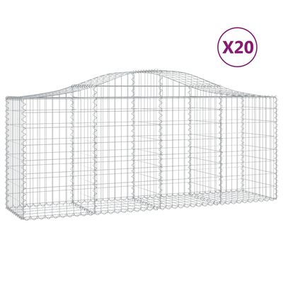 vidaXL Cesti Gabbioni ad Arco 20 pz 200x50x80/100 cm Ferro Zincato