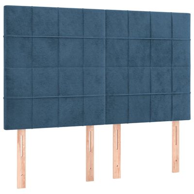 vidaXL Giroletto a Molle con Materasso Blu Scuro 140x190 cm in Velluto