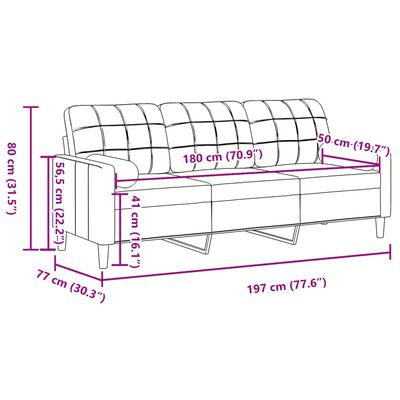 vidaXL Divano a 3 Posti con Cuscini Nero 180 cm in Velluto