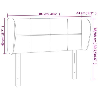 vidaXL Testiera ad Orecchio Grigio Chiaro 103x23x78/88 cm in Velluto