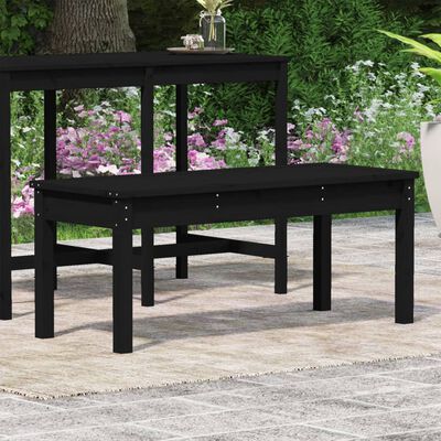 vidaXL Panca da Giardino Nera 109x44x45 cm Legno Massello di Pino