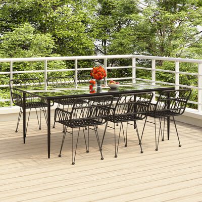 vidaXL Set da Pranzo da Giardino 7 pz Nero in Polyrattan