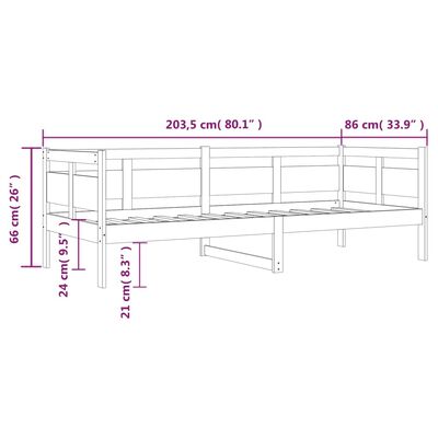 vidaXL Dormeuse in Legno Massello di Pino 80x200 cm