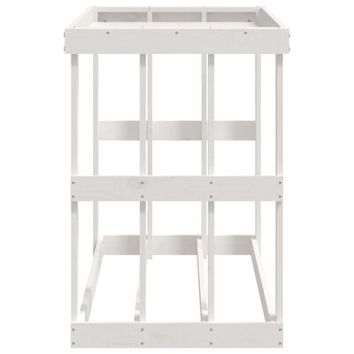 vidaXL Portaceppi da Esterno Bianco 108x52x74 cm Legno Massello Pino