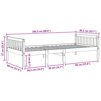 vidaXL Letto Bambini senza Materasso Marrone Cera 80x200 cm Legno Pino