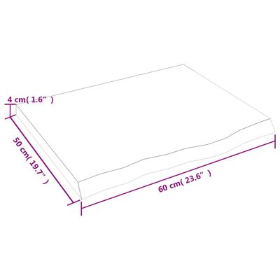 vidaXL Piano Bagno 60x50x(2-4) cm in Legno Massello Non Trattato