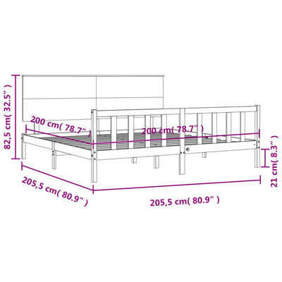 vidaXL Giroletto con Testiera ambra 200x200 cm in Legno Massello