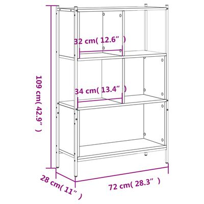 vidaXL Libreria Rovere Fumo 72x28x109 cm in Legno Multistrato