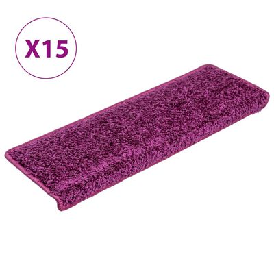 vidaXL Tappetini per Scale 15 pz 65x21x4 cm Viola