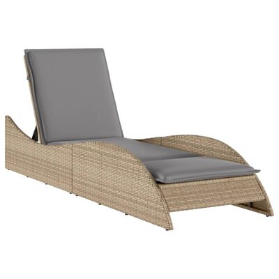 vidaXL Lettino Prendisole con Cuscino Beige 60x205x73 cm in Polyrattan