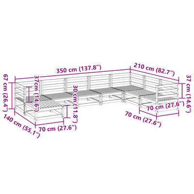 vidaXL Set Divani da Giardino 8 pz in Legno Impregnato di Pino