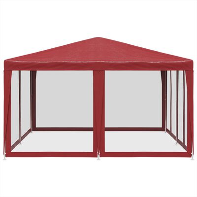 vidaXL Tenda per Feste con 8 Pareti Laterali in Rete Rossa 4x4 m HDPE