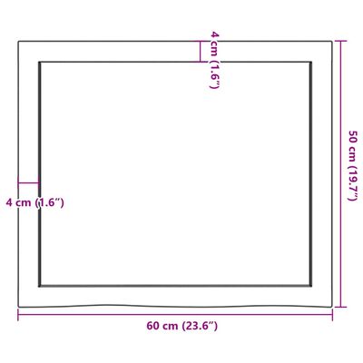 vidaXL Piano per Tavolo 60x50x(2-4) cm in Rovere Massello Non Trattato