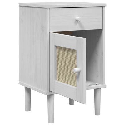 vidaXL Comodino SENJA Aspetto Rattan Bianco 40x35x65 cm in Legno Pino