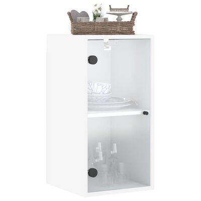 vidaXL Mobile a Muro con Ante in Vetro Bianco 35x37x68,5 cm