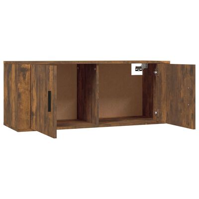 vidaXL Mobili Porta TV a Parete 2 pz Rovere Fumo 100x34,5x40 cm