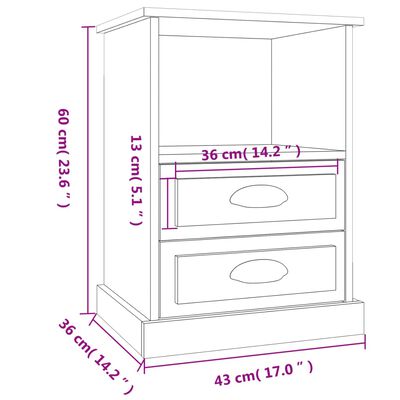 vidaXL Comodini 2 pz Bianco Lucido 43x36x60 cm