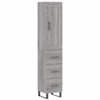 vidaXL Credenza Grigio Sonoma 34,5x34x180 cm in Legno Multistrato