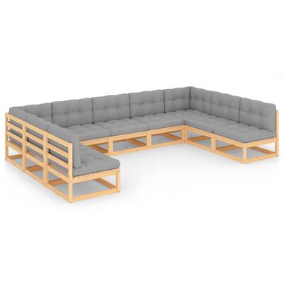 vidaXL Set Salotto Giardino 9 pz Cuscini Antracite Legno Massello Pino