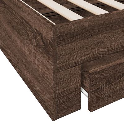 vidaXL Giroletto Cassetti Rovere Marrone 160x200 cm Legno Multistrato