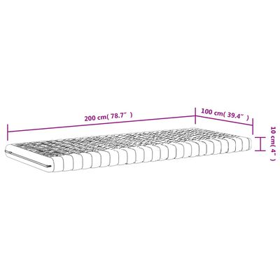 vidaXL Materasso in Schiuma Bianco 100x200 cm 7 Zone Durezza 20 ILD