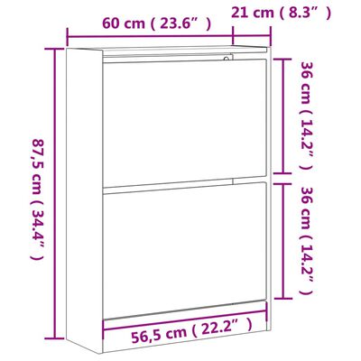 vidaXL Scarpiera Rovere Fumo 60x21x87,5 cm in Legno Multistrato