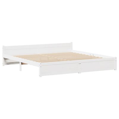 vidaXL Giroletto senza Materasso Bianco 200x200 cm Legno Massello Pino